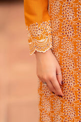 SUMMER- 3PC LAWN CHIKENKAARI EMBROIDERED SHIRT WITH LAWN TUBE SLUB DUPATTA AND TROUSER-5290
