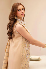 SUMMER - 3PC LAWN CHIKENKAARI EMBROIDERED SHIRT WITH LAWN TUBE SLUB DUPATTA AND TROUSER-6100