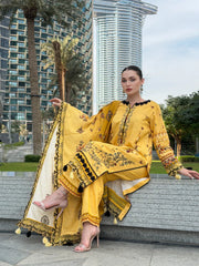 WINTER-3PC KARANDI PRINTED EMBROIDERED SHIRT WITH KARANDI PRINTED EMB SHAWL & PRINTED TROUSER-