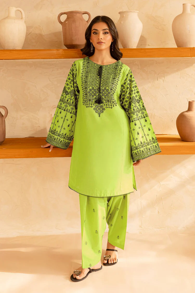 SUMMER-2PC LAWN EMBROIDERED SHIRT WITH EMB TROUSER-223 A