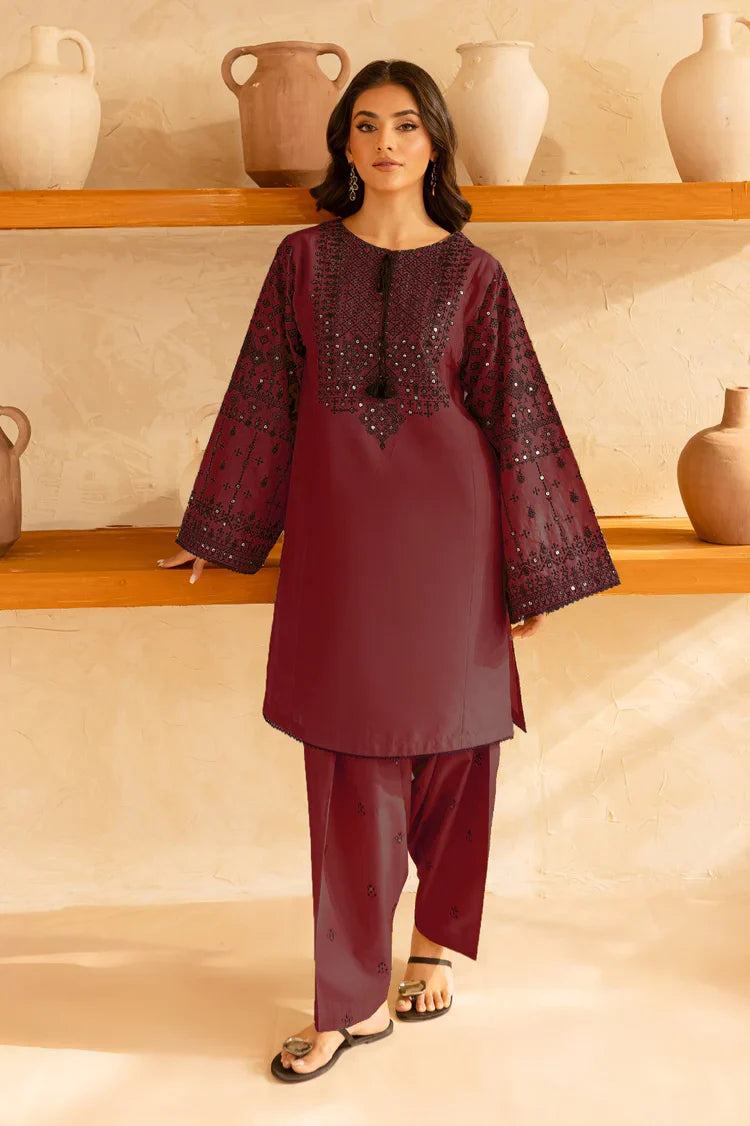 SUMMER-2PC LAWN EMBROIDERED SHIRT WITH EMB TROUSER-233 B