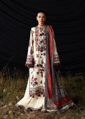 WINTER-3PC DHANAK EMBROIDERED SHIRT WITH WOOL PRINTED SHAWL AND EMB TROUSER-5186