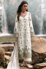 SUMMER-3PC LAWN EMBROIDERED SHIRT WITH MONARK PRINT DUPATTA & LAWN TROUSER-3597