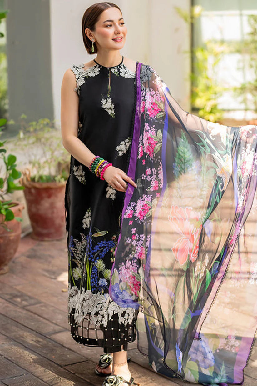 SUMMER-3PC LAWN PRINT EMBROIDERED SHIRT WITH CHIFFON PRINT DUPATTA AND PRINT TROUSER-BIC-2515