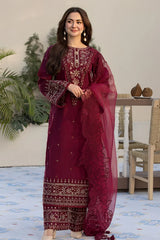SUMMER-3PC LAWN EMBROIDERED SHIRT WITH ORGANZA EMBROIDERED DUPATTA AND EMB TROUSER-4532
