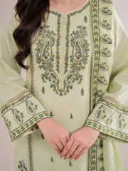 WINTER-3PC DHANAK EMBROIDERED SHIRT WITH DHANAK EMBROIDERED SHAWL AND TROUSER-4167