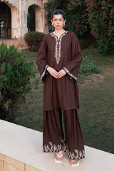 WINTER-2PC DHANAK EMBROIDERED SHIRT WITH DHANAK EMBROIDERED TROUSER-3416