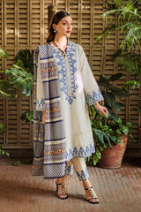 SUMMER-LAWN EMBROIDERED SHIRT WITH MONARK PRINTED DUPATTA & EMB TROUSER-3622