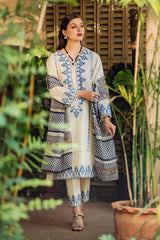 SUMMER-LAWN EMBROIDERED SHIRT WITH MONARK PRINTED DUPATTA & EMB TROUSER-3622