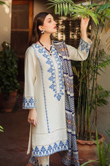 SUMMER-LAWN EMBROIDERED SHIRT WITH MONARK PRINTED DUPATTA & EMB TROUSER-3622