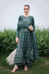 WINTER-3PC DHANAK EMBROIDERED SHIRT WITH DHANAK EMBROIDERED SHAWL AND TROUSER-5042