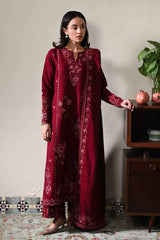 WINTER-3PC DHANAK EMBROIDERED SHIRT WITH DHANAK EMBROIDERED SHAWL AND TROUSER-5031