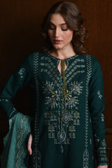 WINTER-3PC KARANDI EMBROIDERED SHIRT WITH DHANAK EMBROIDERED SHAWL AND TROUSER-4332
