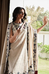 WINTER-3PC KARANDI EMBROIDERED SHIRT WITH KARANDI EMBROIDERED SHAWL AND TROUSER-4333