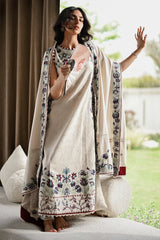 WINTER-3PC KARANDI EMBROIDERED SHIRT WITH KARANDI EMBROIDERED SHAWL AND TROUSER-4333
