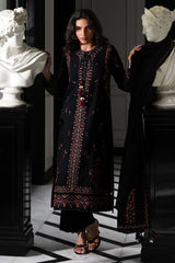 WINTER-3PC DHANAK EMBROIDERED SHIRT WITH DHANAK EMBROIDERED SHAWL AND TROUSER-4340