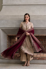 WINTER-3PC DHANAK EMBROIDERED SHIRT WITH DHANAK EMBROIDERED SHAWL AND TROUSER-