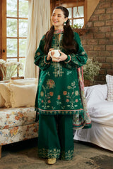 SUMMER-3PC LAWN EMBROIDERED SHIRT WITH MONARK PRINT DUPATTA & EMBROIDERED TROUSER-3545