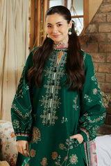 SUMMER-3PC LAWN EMBROIDERED SHIRT WITH MONARK PRINT DUPATTA & EMBROIDERED TROUSER-3545
