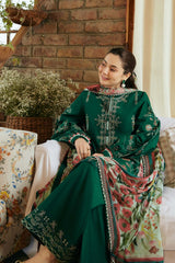 SUMMER-3PC LAWN EMBROIDERED SHIRT WITH MONARK PRINT DUPATTA & EMBROIDERED TROUSER-3545