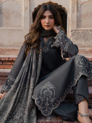 WINTER-3PC DHANAK EMBROIDERED SHIRT WITH COURTRAI PRINTED SHAWL & TROUSER-4359