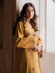 WINTER-3PC DHANAK EMBROIDERED SHIRT WITH COURTRAI PRINTED SHAWL & DHANAK TROUSER-4355