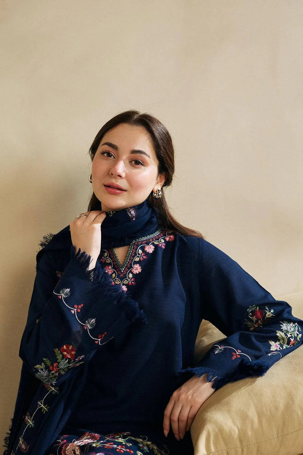WINTER-3PC DHANAK EMBROIDERED SHIRT WITH DHANAK EMBROIDERED SHAWL AND EMB TROUSER-4221