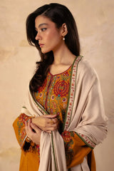WINTER- 3PC DHANAK EMBROIDERED SHIRT WITH DHANAK EMBROIDERED SHAWL AND TROUSER -4009