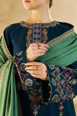 WINTER- 3PC DHANAK EMBROIDERED SHIRT DHANAK EMBROIDERED SHAWL AND TROUSER-3130