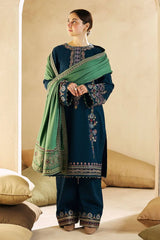 WINTER- 3PC DHANAK EMBROIDERED SHIRT DHANAK EMBROIDERED SHAWL AND TROUSER-3130