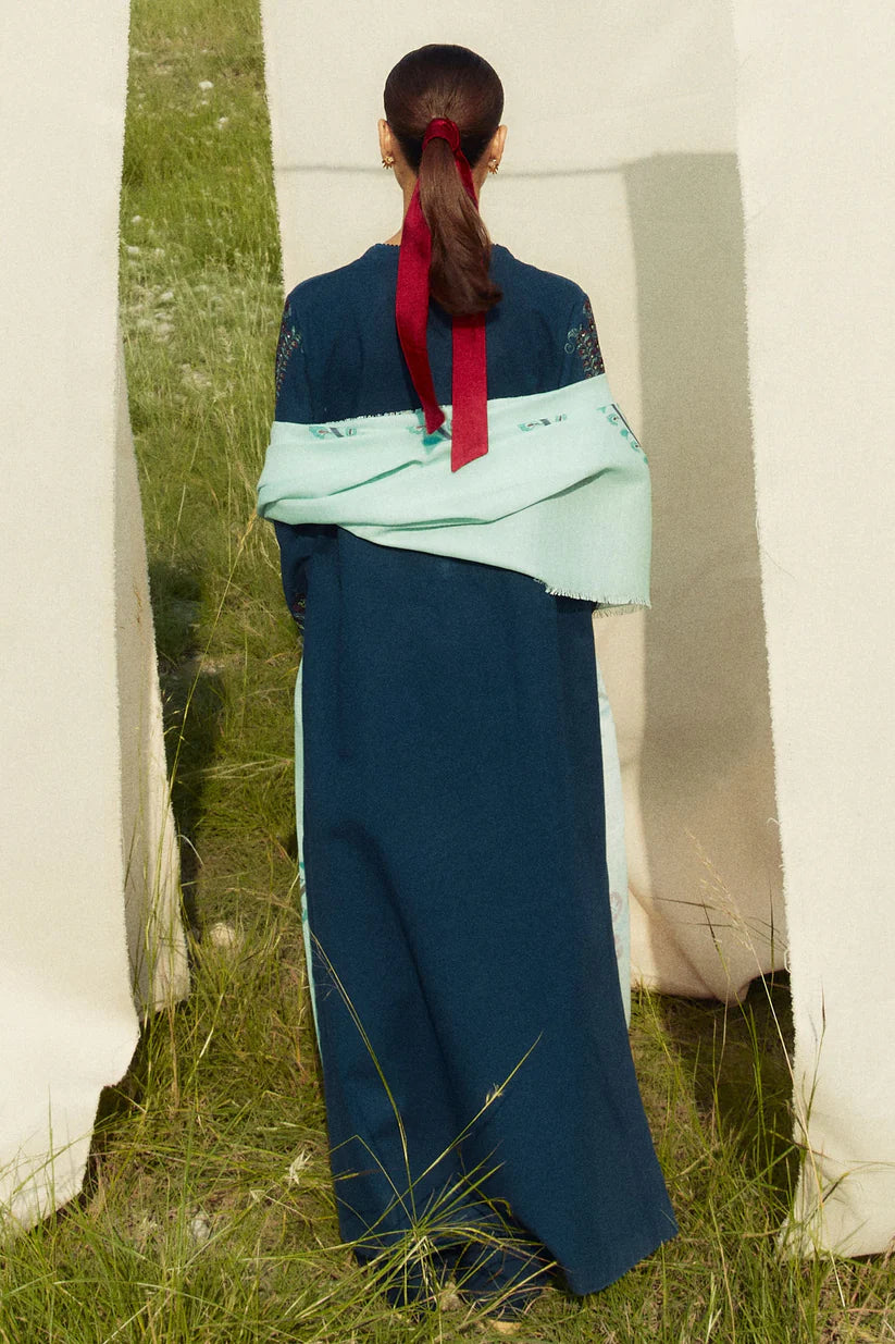 WINTER- 3PC KHADDAR EMBROIDERED SHIRT WITH COURTAI WOOL PRINT SHAWL AND TROUSER-3337