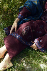 WINTER-3PC DHANAK EMBROIDERED SHIRT WITH COURTRAI WOOL PRINTED SHAWL AND TROUSER-4045