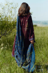 WINTER-3PC DHANAK EMBROIDERED SHIRT WITH COURTRAI WOOL PRINTED SHAWL AND TROUSER-4045