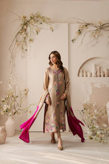 SUMMER-3PC LAWN EMBROIDERED SHIRT WITH CHIFFON TYE&DYE DUPATTA AND TROUSER-4768