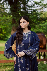 WINTER-3PC DHANAK EMBROIDERED SHIRT WITH CHIFFON EMBROIDERED DUPATTA AND TROUSER-5029