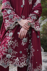 SUMMER-3PC LAWN EMBROIDERED SHIRT WITH MONARK EMBROIDERED DUAPATTA AND TROUSER-3715