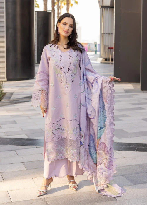 SUMMER-3PC LAWN EMBROIDERED SHIRT WITH MONARK PRINT DUPATTA AND TROUSER-3706