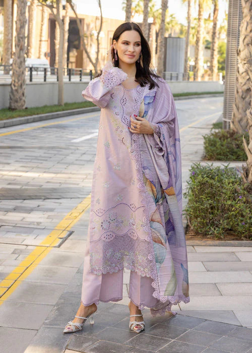 SUMMER-3PC LAWN EMBROIDERED SHIRT WITH MONARK PRINT DUPATTA AND TROUSER-3706