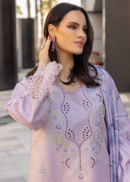 SUMMER-3PC LAWN EMBROIDERED SHIRT WITH MONARK PRINT DUPATTA AND TROUSER-3706