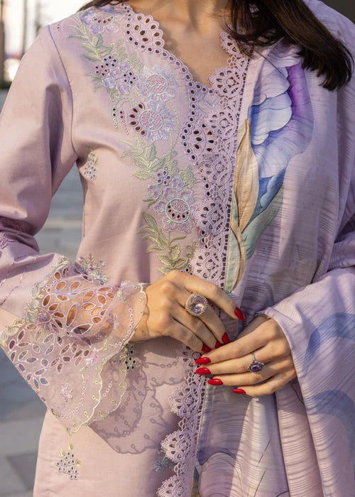 SUMMER-3PC LAWN EMBROIDERED SHIRT WITH MONARK PRINT DUPATTA AND TROUSER-3706