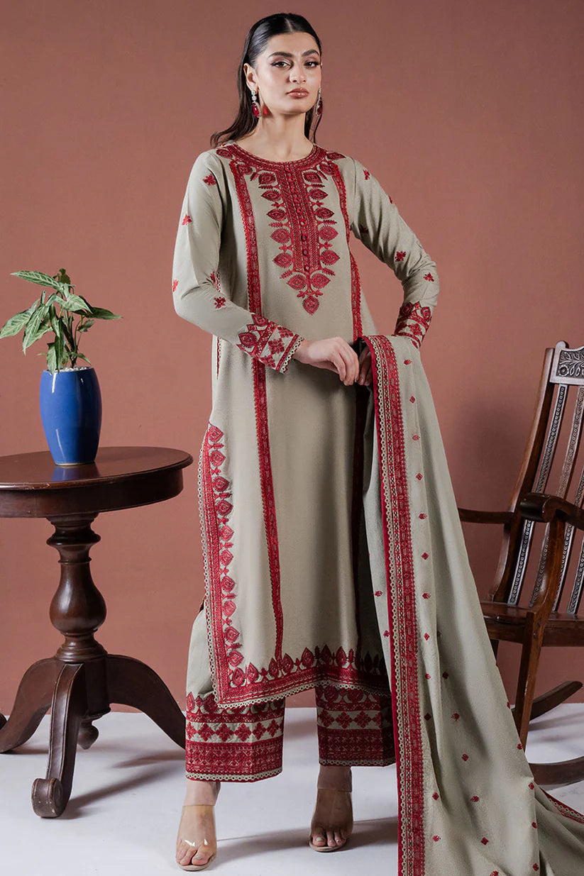 SUMMER-Lawn 3pc Embroidered Shirt With Lawn Embroidered Dupatta & Embroidered Trouser-3563