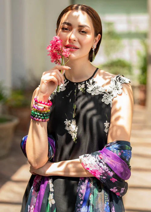 SUMMER-3PC LAWN PRINT EMBROIDERED SHIRT WITH CHIFFON PRINT DUPATTA AND PRINT TROUSER-BIC-2515