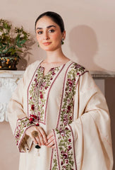 WINTER-3PC KARANDI EMBROIDERED SHIRT WITH KARANDI EMB SHAWL AND EMB TROUSER-5213