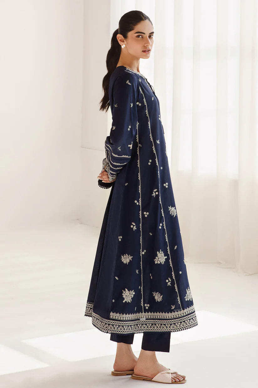 WINTER-3PC DHANAK SEQUENCE EMBROIDERED SHIRT WITH COUTRAI PRINTED SHAWL & DHANAK TOUSER-4182