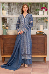 SUMMER-3PC LAWN CHIKENKARI EMBROIDERED SHIRT WITH LAWN TUBE SLUB DUPATTA-6600