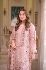 WINTER_3PC DHANAK EMBROIDERED SHIRT WITH DHANAK EMBROIDERED SHAWL & EMB TROUSER-5130