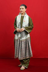 WINTER-3PC Dhanak Embroidered Shirt With Dhanak Twil Print Wool Shawl & Trouser-3361
