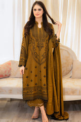WINTER-3PC DHANAK EMBROIDERED SHIRT WITH DHANAK EMBROIDERED SHAWL & TROUSER-4183