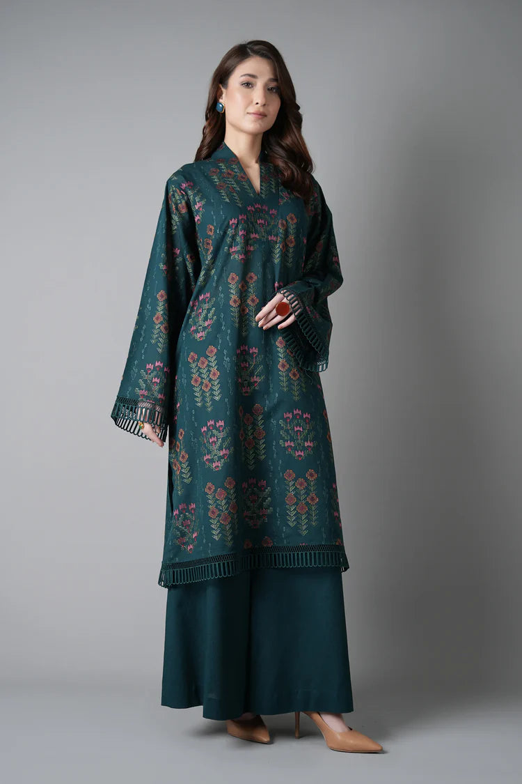 WINTER-3PC DHANAK EMBROIDERED SHIRT WITH DHANAK EMBROIDERED SHAWL AND TROUSER-4395