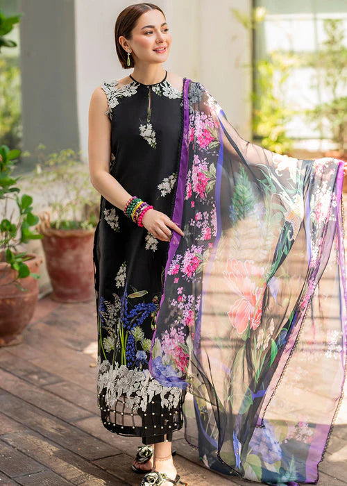 SUMMER-3PC LAWN PRINT EMBROIDERED SHIRT WITH CHIFFON PRINT DUPATTA AND PRINT TROUSER-BIC-2515